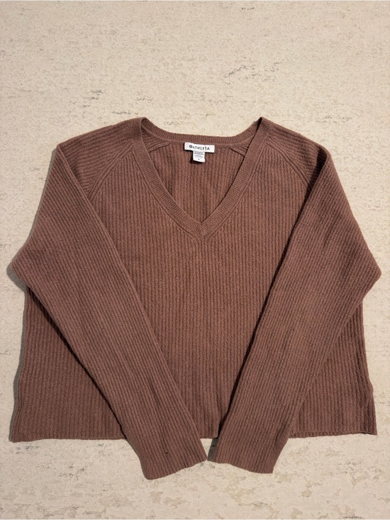 Athleta Sweaters - Athleta Brown Ribbed V Neck Sweater Size M